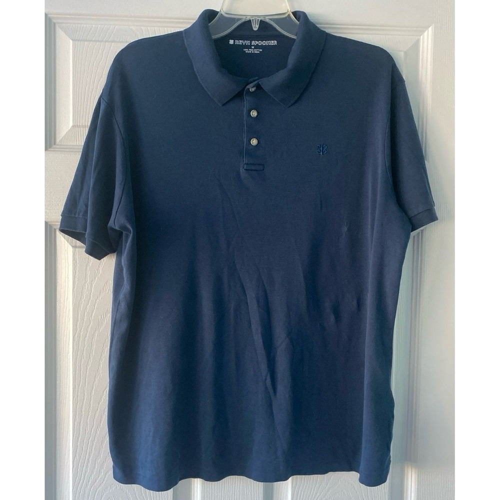 Reyn Spooner Polo Shirt Men's Navy Blue Short Sleeve Pima Cotton Sz Medium